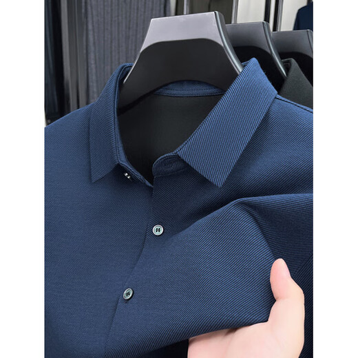 CEO Yageo Men's Cashmere Long Sleeve Shirt High-end Business Casual Daddy's New Wrinkle Anti-Wrinkle Shirt Style Six G15833 Clam Blue S 165/88A