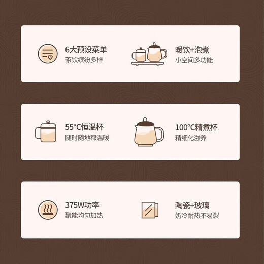 Mi Lixiong health pot all-glass teapot double pot set kettle one-in-one multi-functional mini stew pot small constant temperature pot heating cup ceramic thermos cup birthday Mid-Autumn Festival 0.6L +0.4L double cup health pot gift box office glass stew cup gift for boys and girls teacher best friend practical gift souvenir