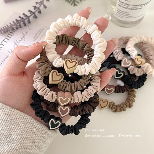 Ye Feili 5 love hair ropes for girls with ball head and ponytail high elastic rubber band hair rope that does not hurt the hair small intestine hair ring leather sheath hair accessories