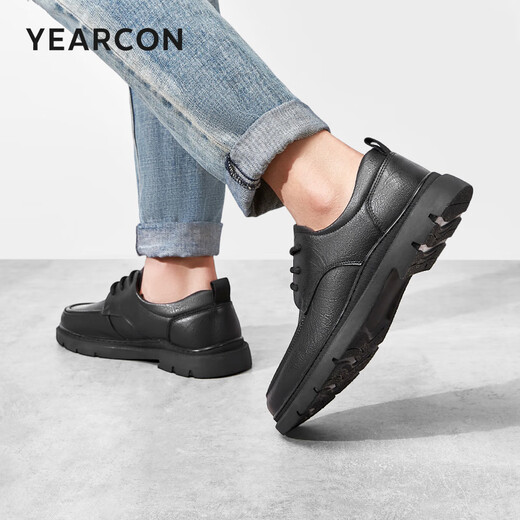 Yierkan men's shoes British style business lace-up casual shoes flat comfortable leather shoes for men 96972W black 40