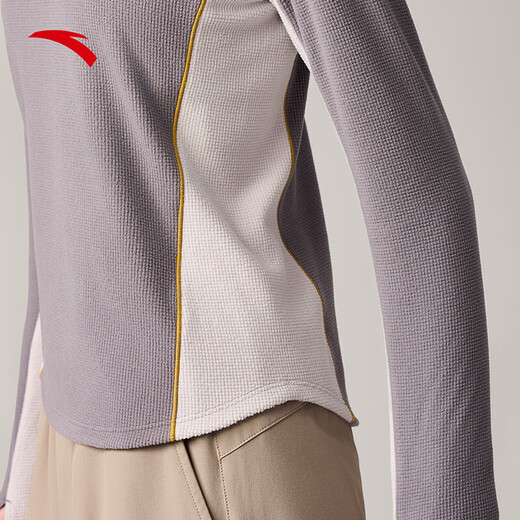 ANTA Light and Warm T丨Semi-cardecked outdoor fleece jacket for women in autumn and winter slimming long-sleeved T-shirt sports top