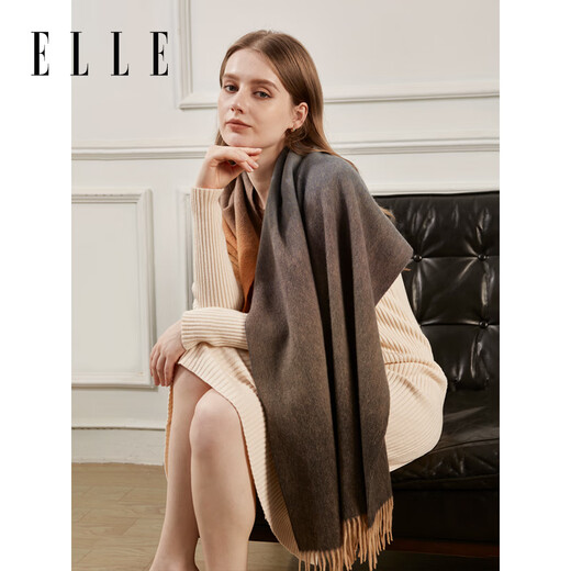 ELLE 100% sheep wool scarf women's winter warm fashion gift box large size shawl scarf