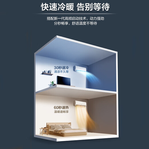 奥克斯（AUX）1.5匹空调挂机 省电侠 变频冷暖家用壁挂式租房家电以旧换新倾静京裕同款KFR-35GW/BpR3AQS1(B3)