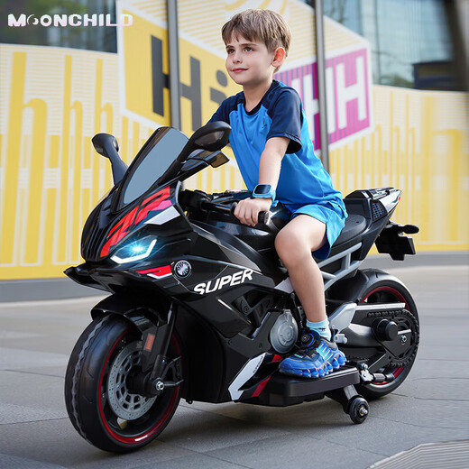 MOONCHILD high-end children's toy electric motorcycle, men's and women's toy battery car, can be used as a Christmas gift for children, red, high-end 12V12 Chaowei battery, soft seat EVA