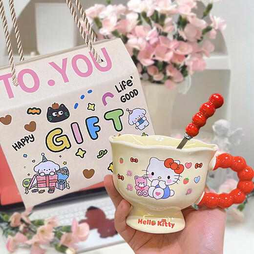 HelloKitty Hello Kitty Mug Ceramic High-Looking Home Drinking Cup Valentine's Day Gift for Girlfriend Red Goblet-Puppet Kitty Single Cup