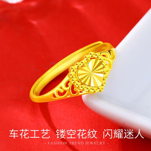 Zhouke gold ring for women 18k gold love-shaped ring diamond ring solid ring couple wedding wife Chinese Valentine's Day gift Proposal wedding gold ring delivery certificate
