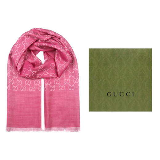 Gucci (GUCCI) scarf double GG woven pattern double-sided men's and women's scarf tassel shawl wool scarf birthday gift rose red 165904 3G646 5872