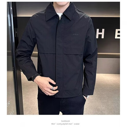 Lapel jacket men's light mature style spring and autumn clothes 2026 new trend jacket youth slim jacket men green 4XL recommended 160-175Jin Jin equals 0.5 kg