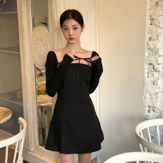 NOT YOUR ROSE notyourrose one-shoulder dress black, new for autumn, black M