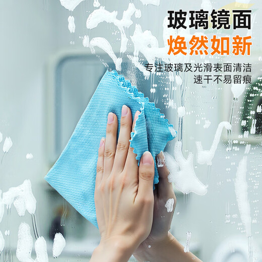 Jia helper fish scale rag 25*25cm*5 pieces dry and wet dual-use glass mirror cup household absorbent scouring pad