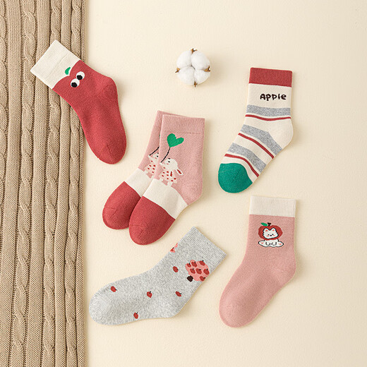 Six-fingered rat boneless suture ~ high-tube thickened girls and children's socks combed cotton autumn and winter terry mid-length socks