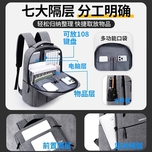 Сумка для компьютера с откидной спинкой, деловой рюкзак, рюкзак для пригородных поездок большой вместимости, легкий рюкзак для багажа для ноутбука с диагональю 17,3 дюйма.