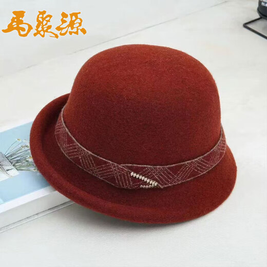 Ma Juyuan's new small curled edge fisherman's hat autumn and winter versatile hat for women British retro basin hat fashionable warm hat D curled edge hood orange 56cm-58cm