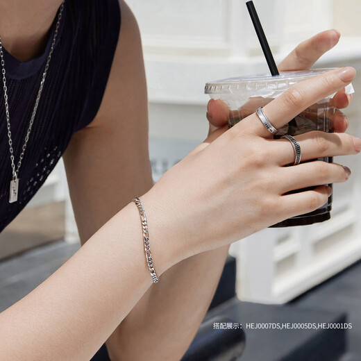 Lukfook Jewelry Platinum Bracelet Figaro Platinum 950 Versatile Plain Chain Price L04TBPB0025 Approximately 7.59 grams