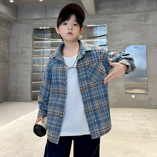 G.duck brand children's clothing boys' plaid shirts spring and autumn children's long-sleeved shirts boys' autumn clothes medium and large children's autumn clothes yellow 140
