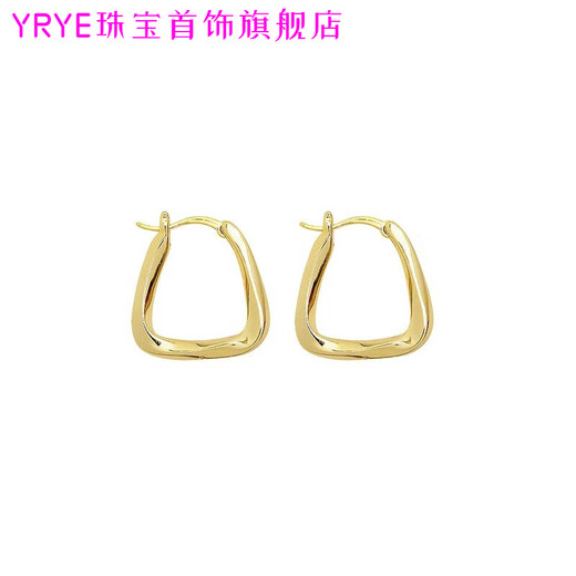 YRYE gold store model 999 gold pure gold 18k gold U-shaped geometric earrings earrings light luxury earrings earrings women's accessories