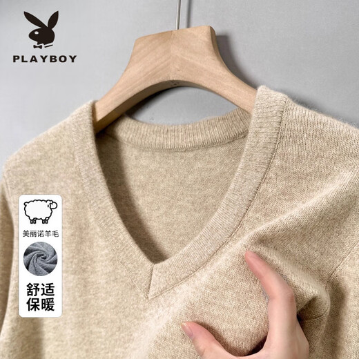 Playboy осень и зимний качественный шерстяной свитер сгущенный внутренний v-образный базовый вязаный свитер куриный кашемировый свитер.