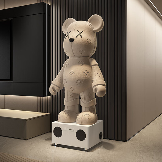 Dyed Spring Violent Bear Floor-standing Decoration Large Large Living Room TV Cabinet Decoration Light Luxury High-end Doll Housewarming Gift Medium Height 72cm Beige + Piggy Bank