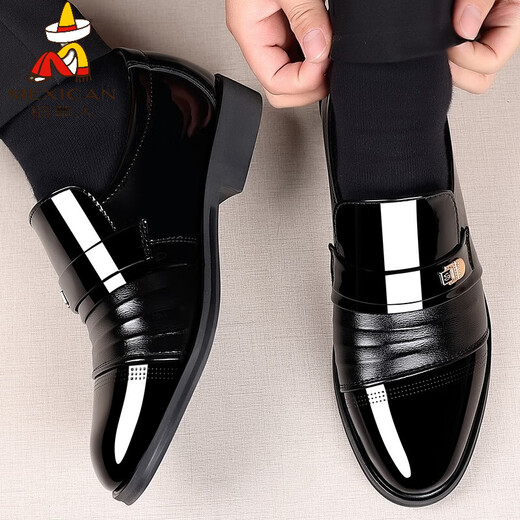 Scarecrow (mexicain) Fonge formel Foot Work Chaussures en cuir masculin Point Toe Flat Men's Cuir Chaussures Creux chaussures de grande taille Chaussures paresseuses 9921 COUVERTURE DE FOOD NOIR 38