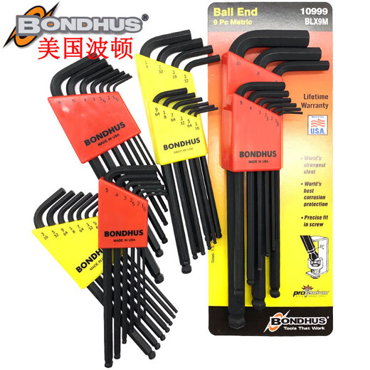 BONDHUS metric imperial ball head hexagon wrench 10946 10992 10999 10995 Flat head 12137 Imperial 13-pack 0.05-3/8