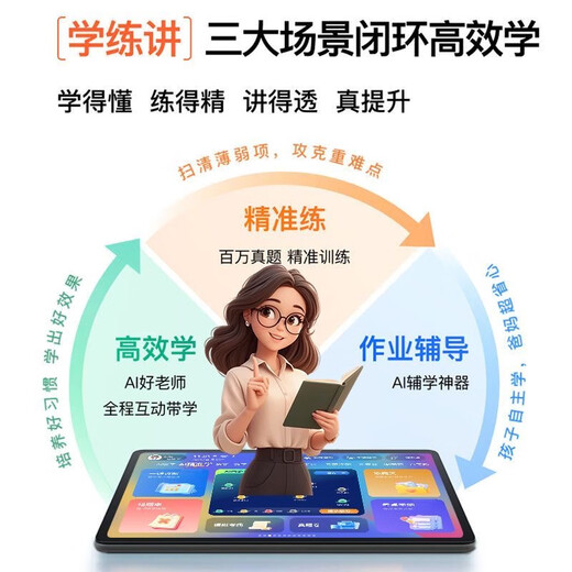 Yuzhuangyuan's new intelligent AI learning machine, primary school, junior high school and high school general synchronous teaching materials, tablet reading and tutoring machine, gold, new lesson punctuation, learning and practicing all in one + gold medal, 512GB