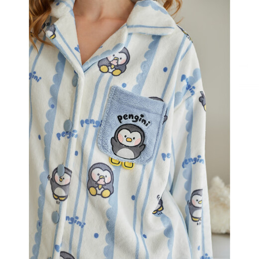 Fenten couple pajamas autumn and winter coral velvet anti-static men and women warm plus velvet flannel large size home clothes Binglan (male) L recommended female 110-124 Jin Jin equals 0.5 kg, male 126-146 Jin Jin equals 0.5 kg