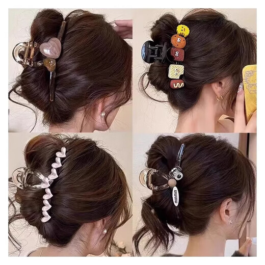 Temperament grab clips, large size, and large hair volume 2025 new simple hair clips for women's back head shark clips, high-end feeling 1 package [Cookie Man]