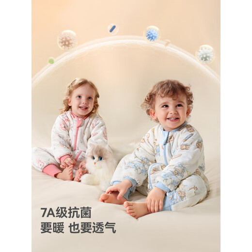 BETUS Autumn and Winter New Baby Split Leg Sleeping Bag All Seasons Anti-Kick Quilt Cat Belly Cotton Constant Temperature Spring and Autumn Double Layer Room Temperature 20-26 Bears in Wonderland M Size Suitable for Height 80-95cm Recommended Age 15 Months-2