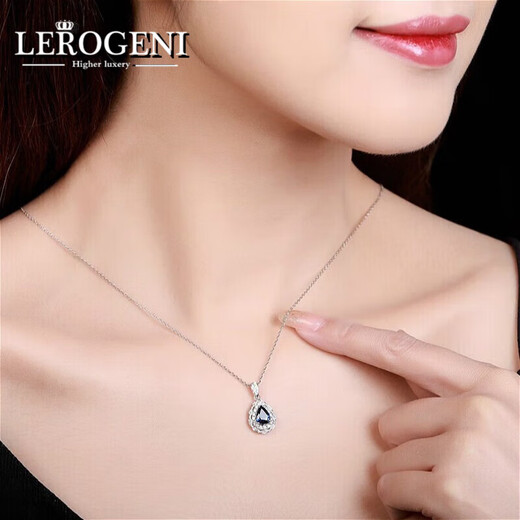 Lirokini necklace women's blue gemstone pendant high-end luxury jewelry Valentine's Day birthday gift for girls 1 carat sapphire pendant