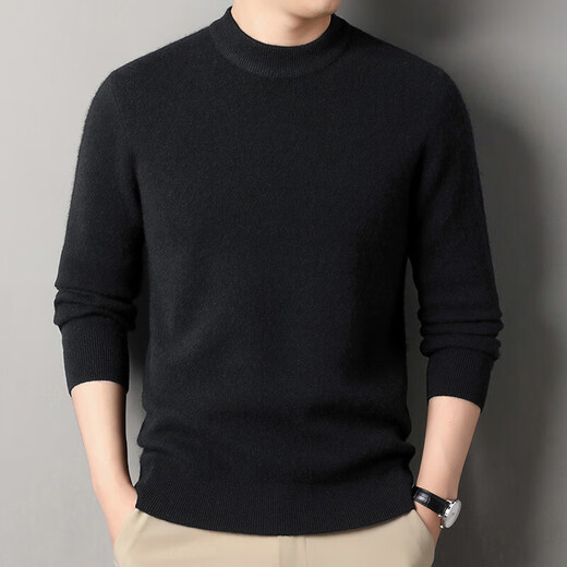 Deer King Optim 100 Pure Cashmere Sweater Men's Sweater 2025 Winter Thickened Warm Sweater Middle-aged Dad Half Turtle Collar Medium Green Gray M 165 Recommended Weight 100-120Jin Jin is equal to 0.5 kg