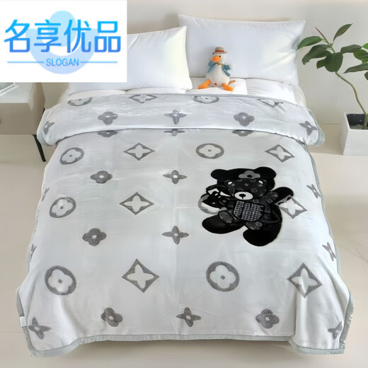 Mingxiang Premium Autumn and Winter Plus Velvet Thickened Warm Double-layer Cloud Blanket Home Double Dormitory Single Nap Blanket Multi-functional Cover Blanket Dudu-Grey 150cm*200cm About 4 Jin Jin equals 0.5 kg Double layer