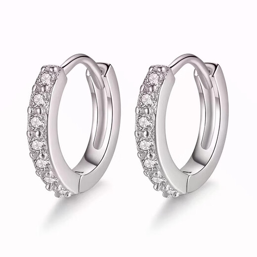 DL 1998 Fat Donglai same style pt950 platinum earrings set with single row of diamonds 18Kl platinum ear studs and buckles light luxury earrings for girls, a pair of single row platinum earrings/national inspection certificate/gift