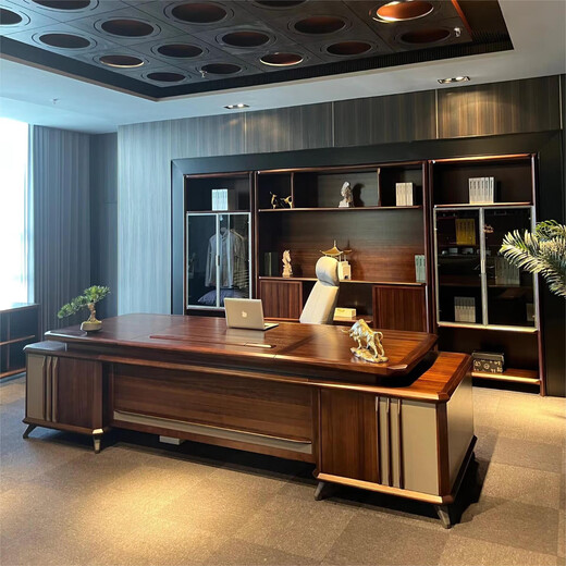 Aesthetic school new Chinese style solid wood boss desk desk North American black walnut executive desk president office manager supervisor desk and chair size customization (contact customer service)