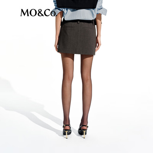MO&Co. Shorts Spring Deconstructed Zipper Slit Skirt Two-Wear High Waist A-Line Crisp MBE1SOT001 Dark Floral Gray L /170