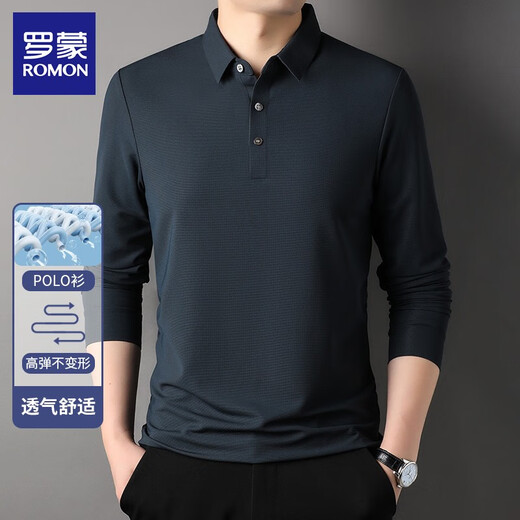 Romon long-sleeved T-shirt waffle polo shirt men's Henry collar pullover 2025 autumn and winter new top gray green/velvet 2XL (recommended 150-170Jin Jin equals 0.5 kg)
