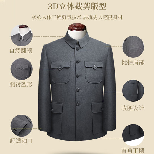 CANDYPRINCE Chinese tunic suit, old-fashioned tunic suit, old tunic suit for dad, old man's suit for grandpa, dark gray-(suit) XL/175-(weight 130-145Jin Jin is equal to 0.5kg)