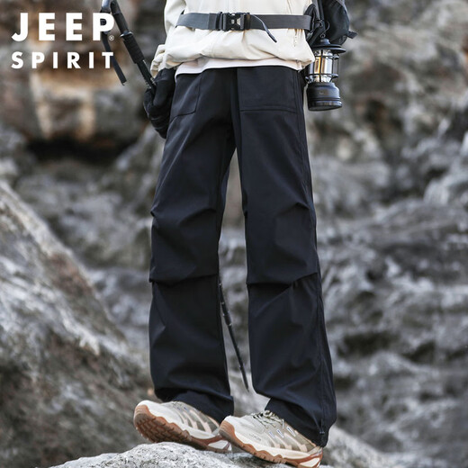 JEEP SPIRIT Jeep American overalls men's autumn and winter loose outdoor assault paratrooper sweatpants black XL