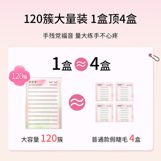 Beauty Skin Glue-free False Eyelashes Small Flame Lower Eyelashes 120 Clusters + Anti-Adhesive Tweezers Combo