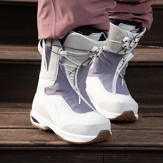 NITRO Snowboarding Shoes 2526 Snow Season FATE All-region All-purpose Skiing Shoes Snowshoes for Carving and Sliding on Snowboards Gray White (Hot-Selling Recommendation Fashionable and Versatile) 39 (Inner Length 255mm)