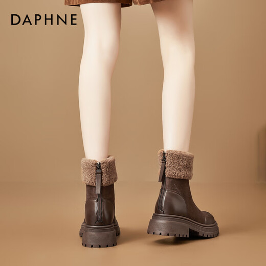 Daphne Martin boots women's winter retro thick-soled short boots lamb wool warm snow boots new cotton boots brown 38