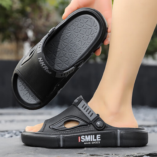 Hausschuhe Herren Sommer tragen Anti-Rutsch-Anti-Odor-Sportsandalen für Männer mit Dual-Purple-Strand Sandalen Männer schwarz grau 42