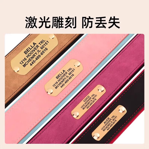 DidogPet anti-snag dog collar for large dogs, Golden Retriever, German Shepherd dog collar, engraving, anti-loss, medium-sized dog collar, strong and durable neck collar, classic brown (customized engraving), M-medium size (recommended weight 18-35Jin Jin equals 0.5 kg)