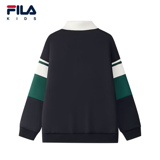FILA Antibacterial Children's Clothing Tops 2025 Winter New Boys' Sports Pullover Sweatshirt RD Sapphire-NV 170