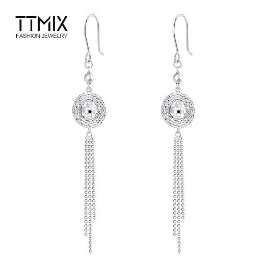 TTMIX Honeycomb Straw Hat Platinum Earrings pt950 Platinum Ear Hook Women's Tassel Platinum Earrings Bohemian Style 4.7-4.9g