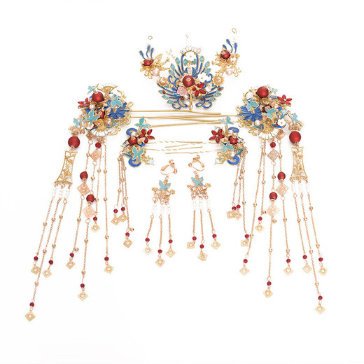 Beimeixing Hanfu hair crown for women with tassels, hairpins, hairpins, top hairpins, ancient-style Ming-made phoenix crowns, full set of costume-style headwear