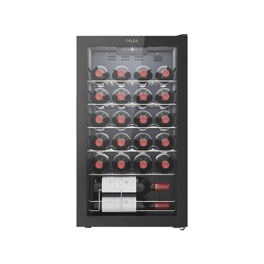 TYLZA 24 bottles small red wine cabinet constant temperature wine cabinet air-cooled frost-free wine red wine beverage refrigerator ice bar energy-saving silent home bedroom living room office TW-86 first-level energy efficiency air-cooled wine cabinet-metal shelf 24 bottles