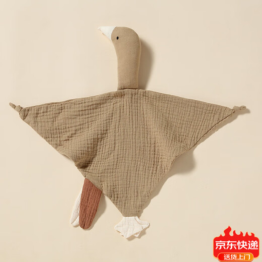 Jingmengyuan crumpled cloth soothing napkin baby can chew the doll sleep baby put to sleep pure cotton gauze little swan hand puppet gray bunny (goose) 1 pack