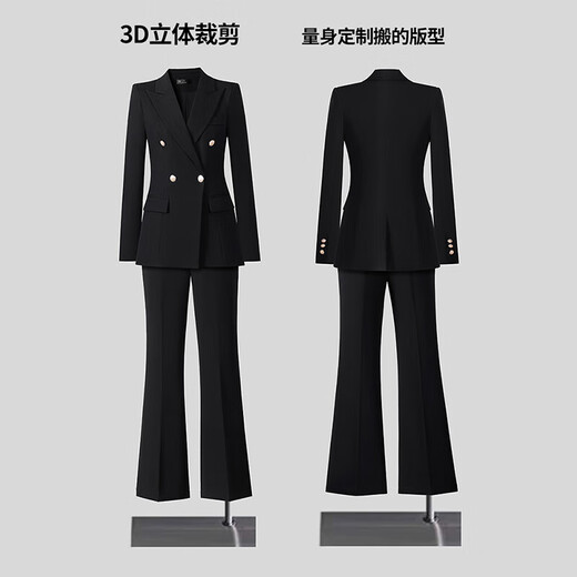 Business suit suit for women 2025 new high-end workplace interview formal wear women's suit jacket work clothes black jacket + micro-flared pants L