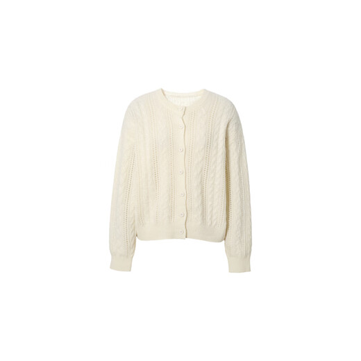 Eveli (eifini) Jiang Xin endorses Eveli fashion simple cable knitted cardigan for women 25 autumn new versatile casual commuting off-white M 105-115Jin Jin equals 0.5 kg