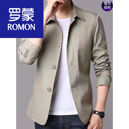 Romon Lapel New Jacket Men's Spring y Autumn Thin Business Casual's Casual's Middle's Daddy's Solid Color Jacket 1048. Grey M M